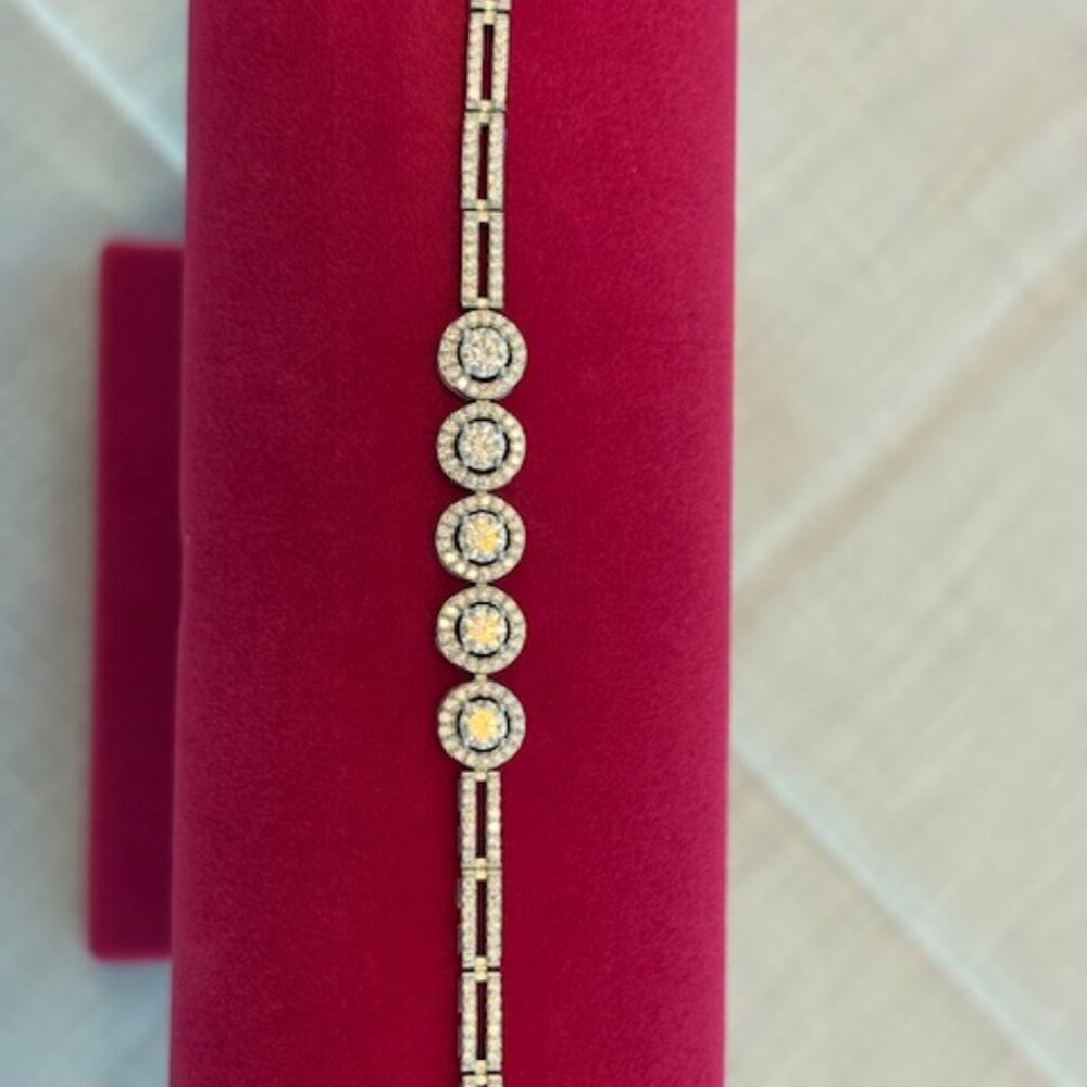 5 Stone Halo Bracelet Moissanite Size 7.5"